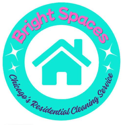 Logo Bright Spaces, resitential cleaners in  chicago. and link for text them.
